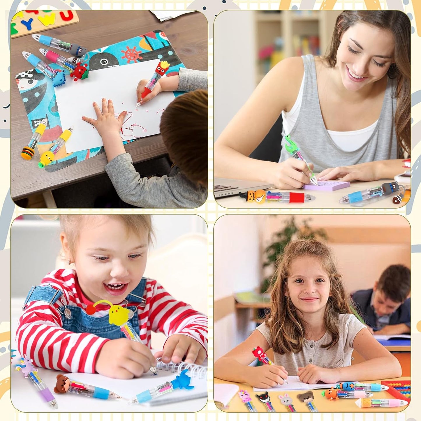 150Pcs Mini Multicolor Pens in One 4-in-1 Cute Pens Bulk for Kids, Ballpoint Pen for Birthdays and Children's Parties, Fun Gifts Assorted Ink Kawaii Pen