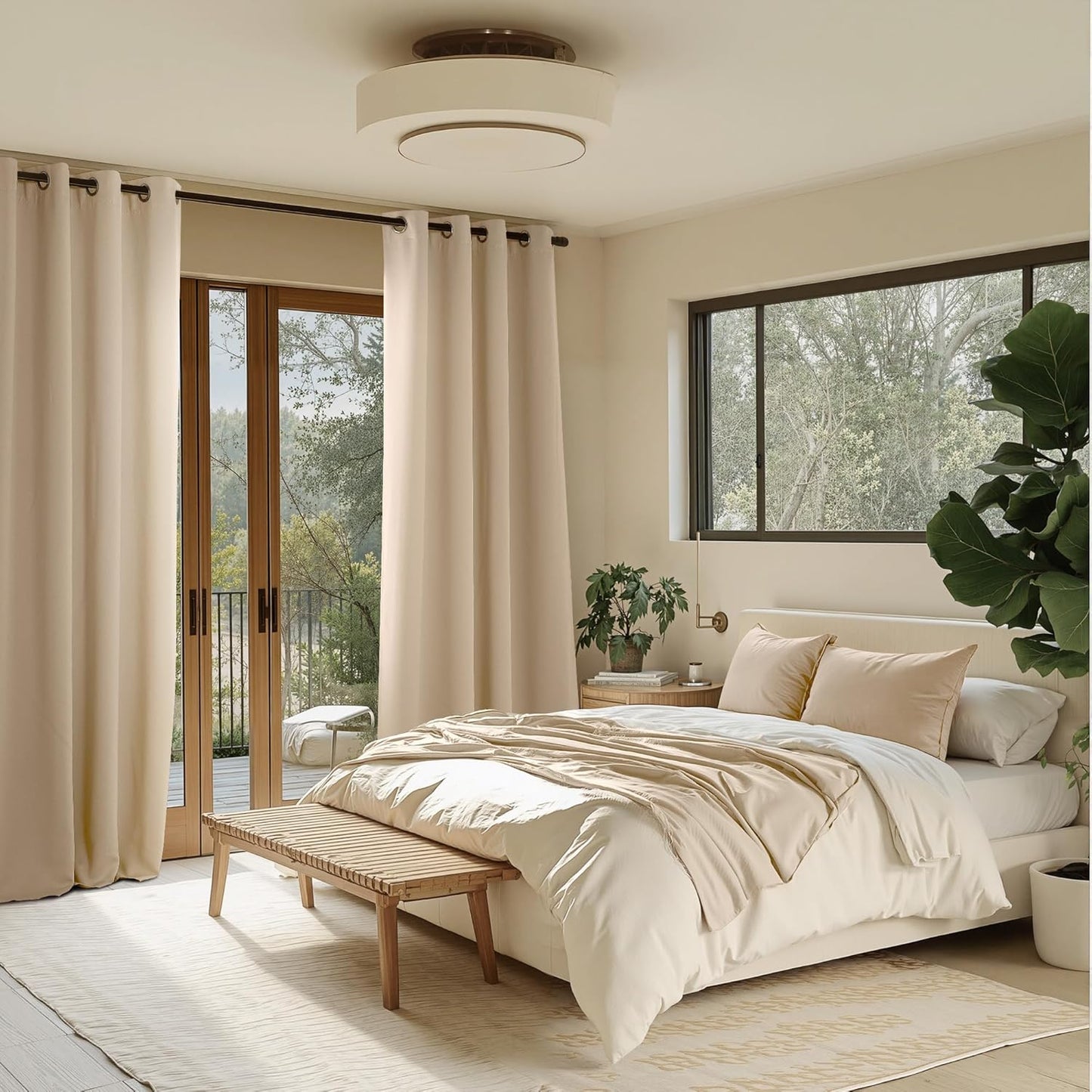 NICETOWN Blackout Curtain Panels for Bedroom, 2 Panels, W52 x L96-inch, Biscotti Beige, Thermal Insulated Grommet Top Blackout Draperies and Drapes for Living Room