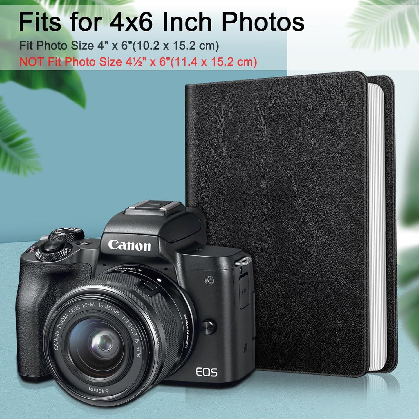 Fintie Photo Album for 4x6 Photos - 112 Pockets Vegan Leather Cover Memory Albums Book for Birthday Family Anniversary Vacation Pictures, Black