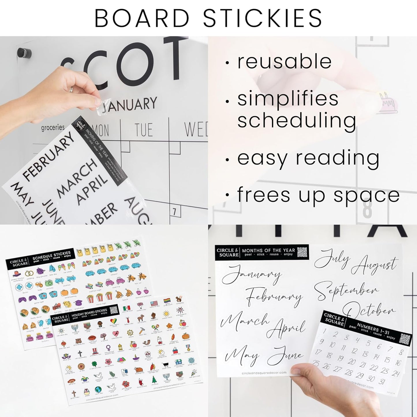 Personalized Clear Acrylic Calendar for Wall, Calendar Whiteboard for Wall, Dry Erase Wall Calendar, Wall Calendar Organizer System for Home (Cursive, White, 14"W x 11"H)