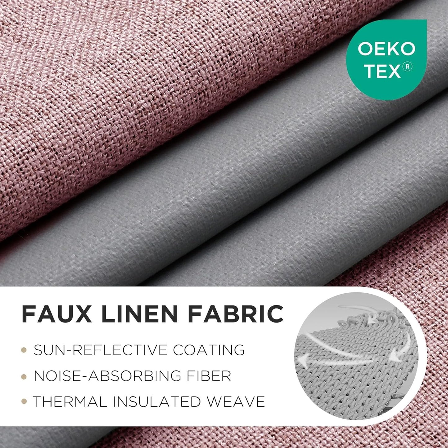 Joydeco Light Pink Blackout Curtains 120 Inches Long, Extra Long Curtains 120 Inch Length 1 Panel for Bedroom, Thermal Insulated Linen Black Out Curtains with Grommets(100x120, Light Pink)