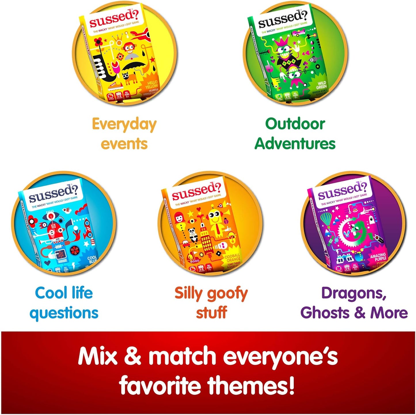 SUSSED Wacky ‘What Would You Do’ Card Game - Fun & Easy Travel Game for Girls, Boys & Tweens - Builds Kids’ Social Skills & Confidence - Purple Pack: Dragons, Space & Magic