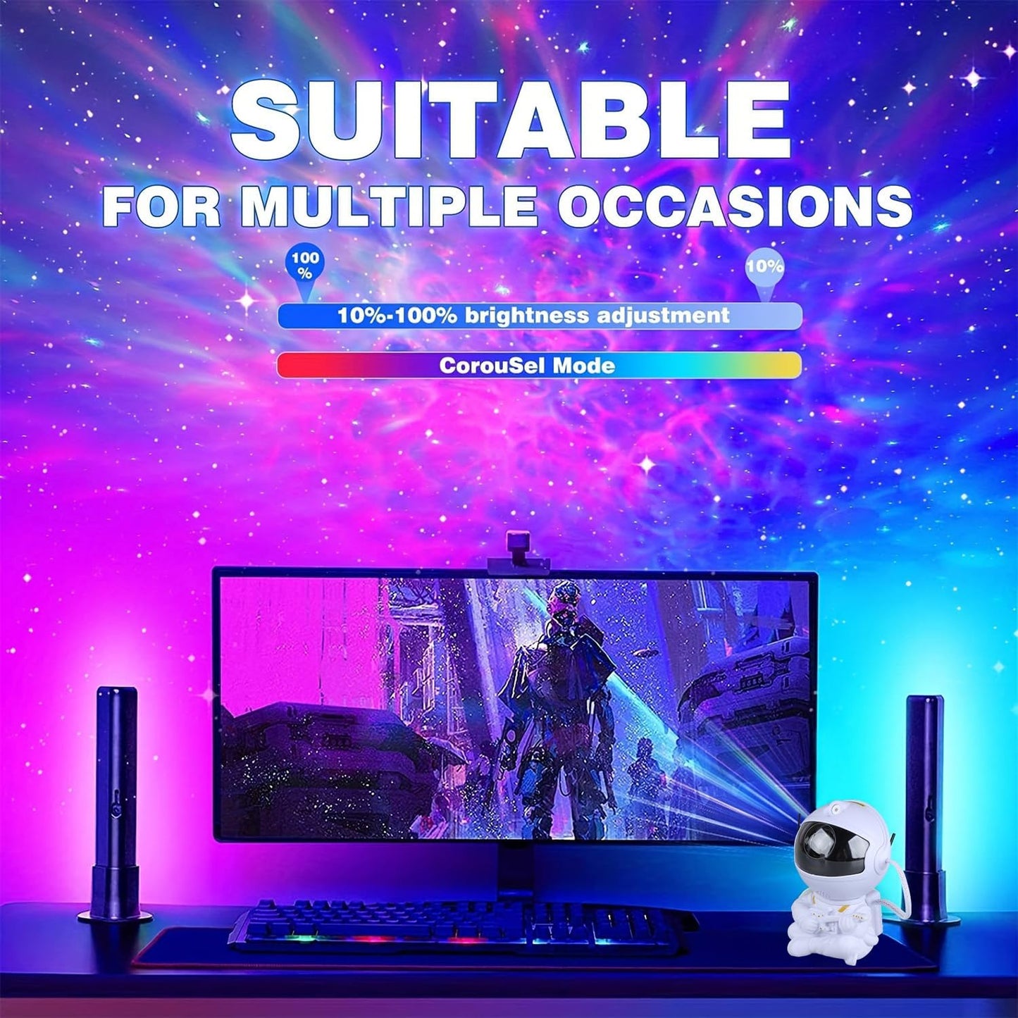 Astronaut Star Projector, Star Projector Galaxy Light for Kids，8 Modes Remote and 270° Adjustable Led Lights for Bedroom, Girls Room Decoration, Home Theater, Ceiling, Timer (White Guitar)