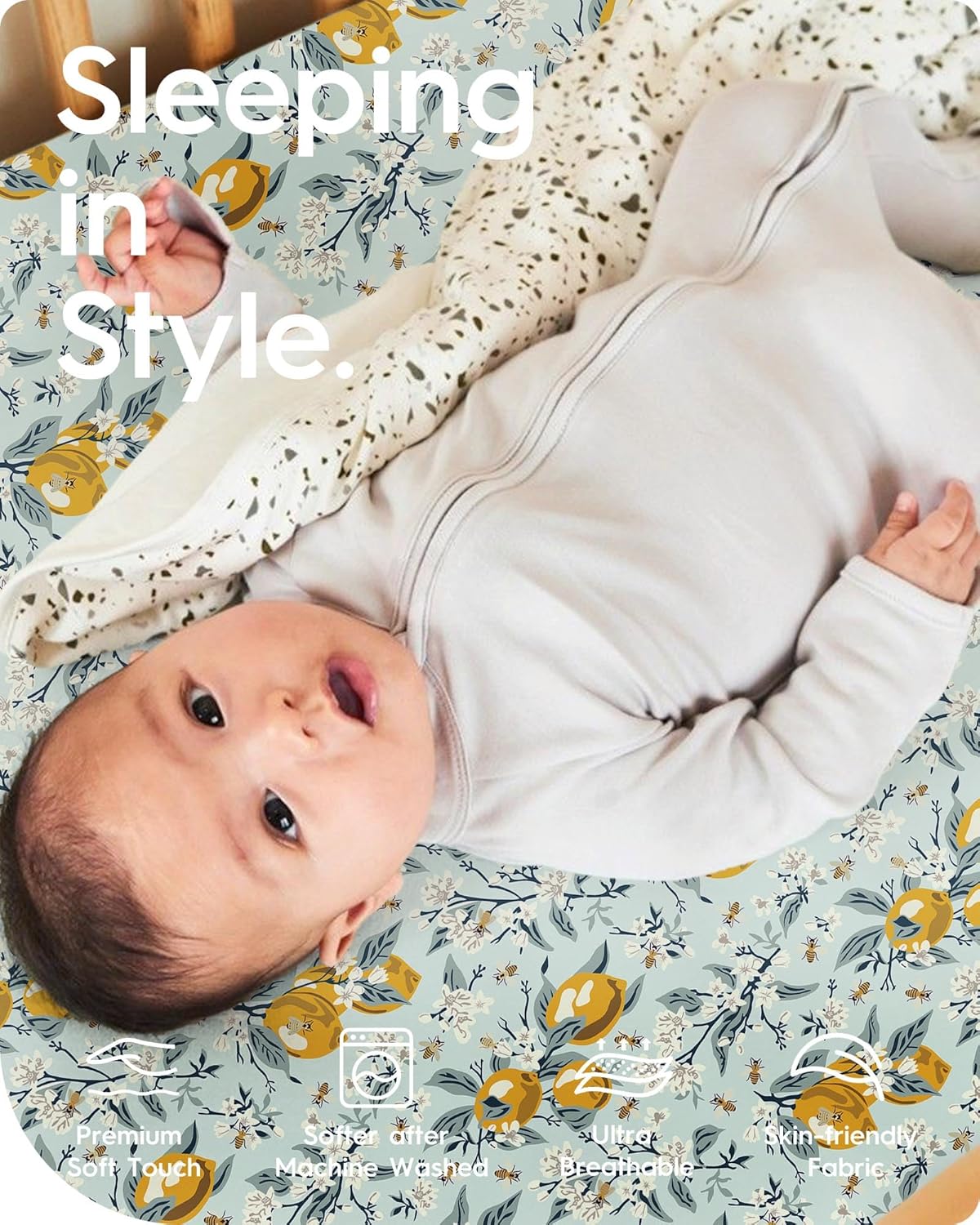 Graco Pack and Play Sheets Fitted, TotBasic Ultra Soft Mini Crib Sheets Boy, Neutral Pack N Play Mattress Sheets Hypoallergenic and Soothing, Premium Jersey Playrad Sheets, 2 Pack