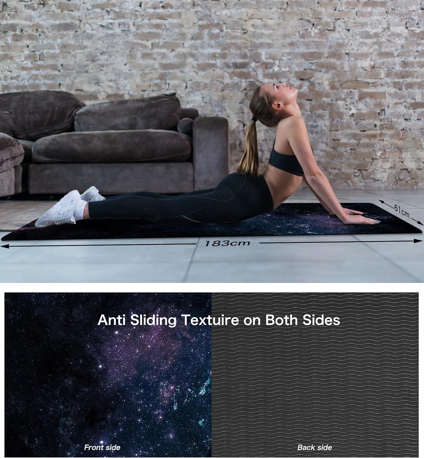 Non Slip Yoga Mat TPE Workout Mat for Men Women, Thick Workout Mat with Carrying Strap, Fitness Mats for Exercise, Yoga, Fitness, Pilates, Floor Workouts (72" x 24" x 6mm)