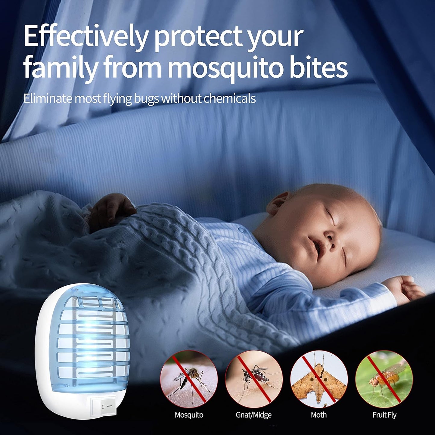 Indoor Bug Zappers, Fly Traps for Indoors, Insect Traps for Home Mosquito Killer for Kids & Pets, Home, Kitchen, Bedroom, Baby Room, Office (6 Packs)