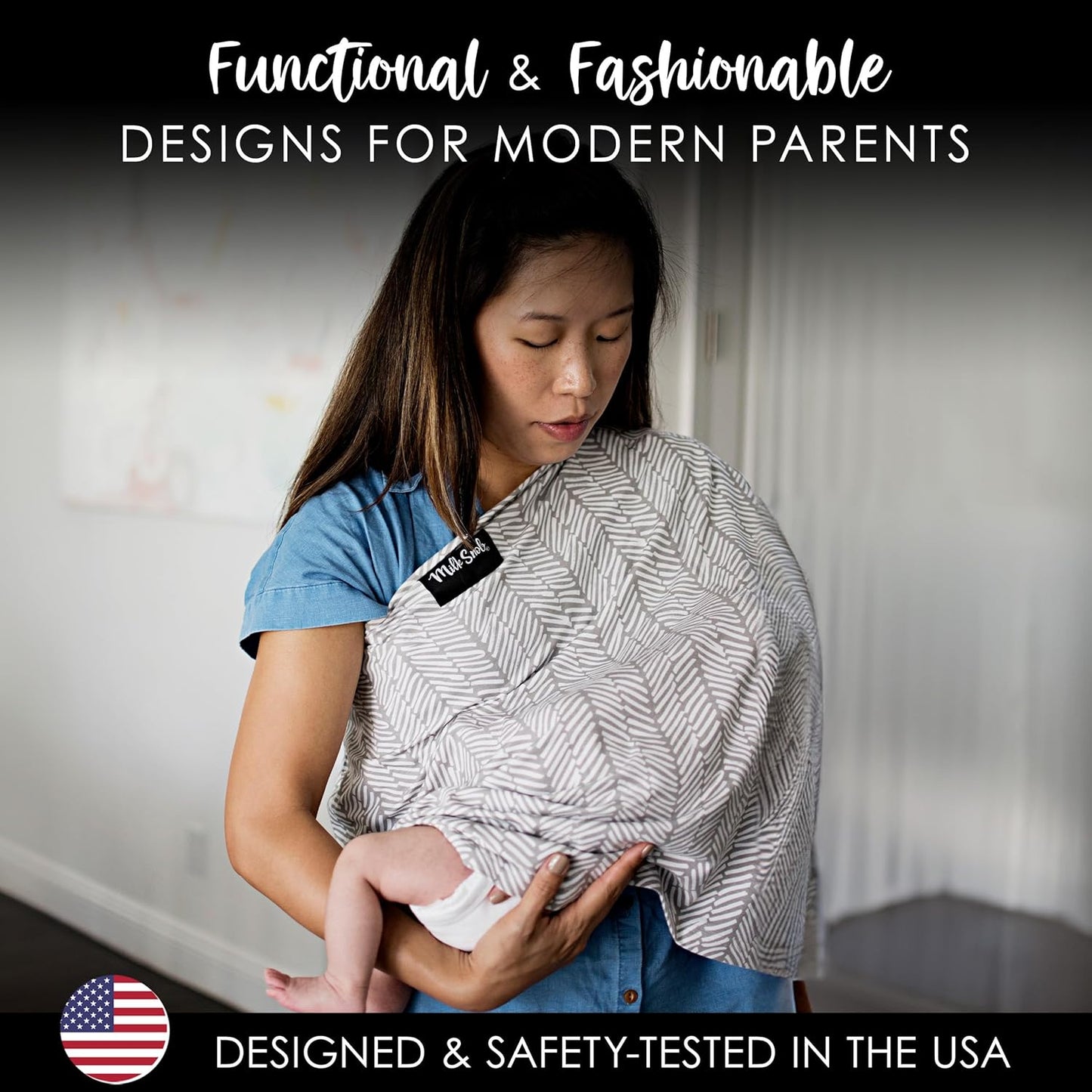 Milk Snob Original 5-in-1 Cover - Added Privacy for Breastfeeding, Baby Car Seat, Carrier, Stroller, High Chair, Shopping Cart, Lounger Canopy - Newborn Essentials, Nursing Top, Herringbone