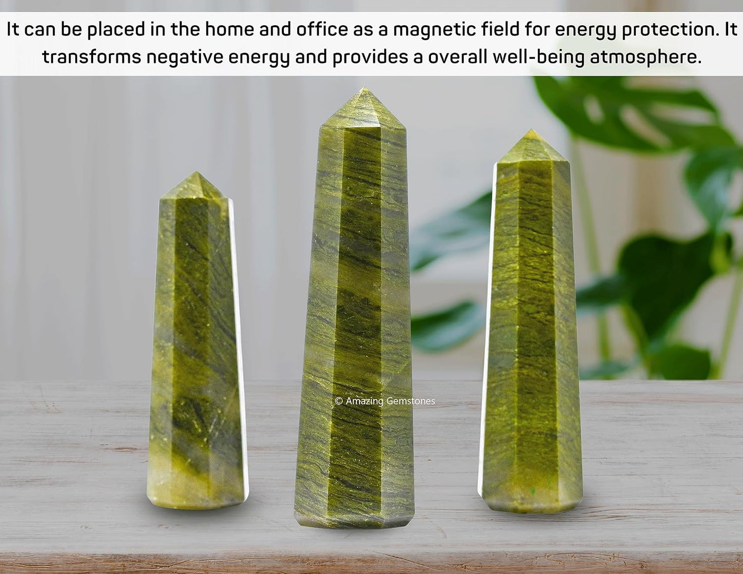 Amazing Gemstone Vesuvianite Crystal Towers - Natural Healing Crystal Point Obelisk for Reiki Healing and Crystal Grid (3 Inch)