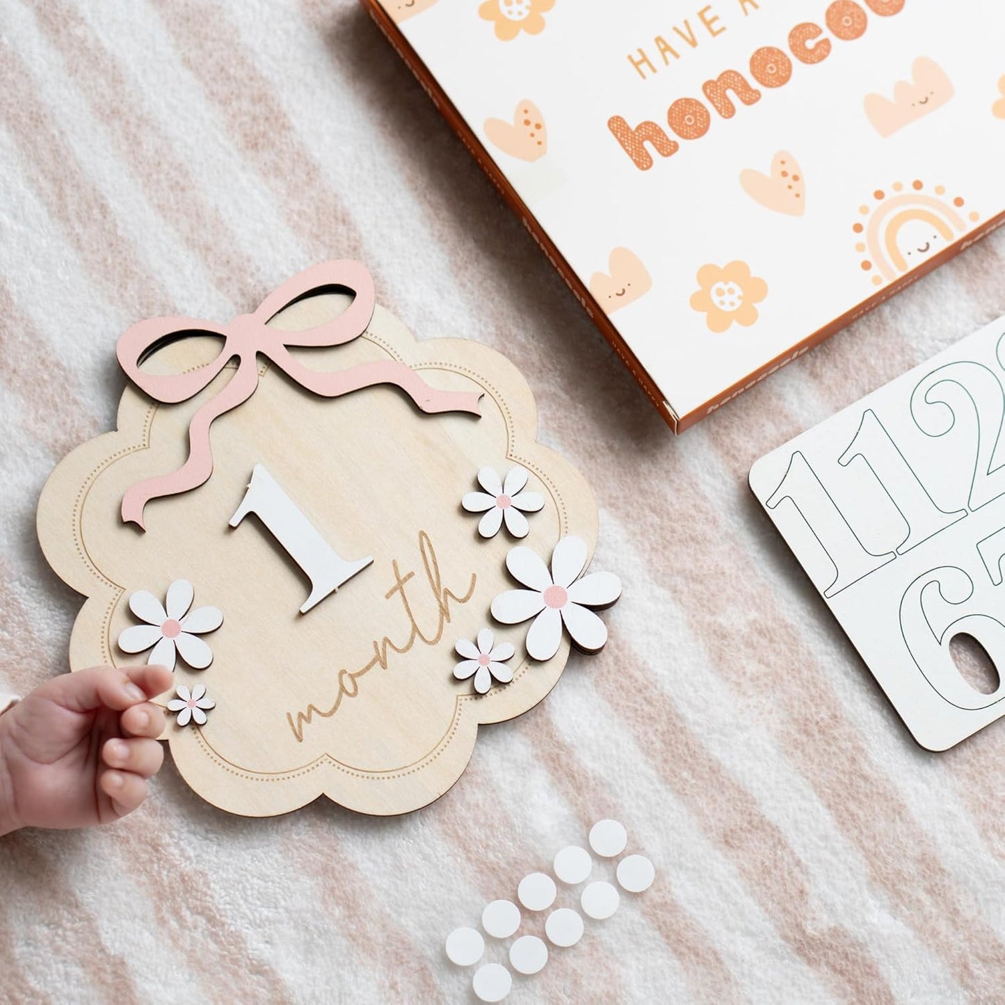 Baby Monthly Milestone Sign,1-12 Monthly Baby Milestone, Month Milestone Baby Girl, Baby Months Milestone, Newborn Photography Props Double-Sided (B12)