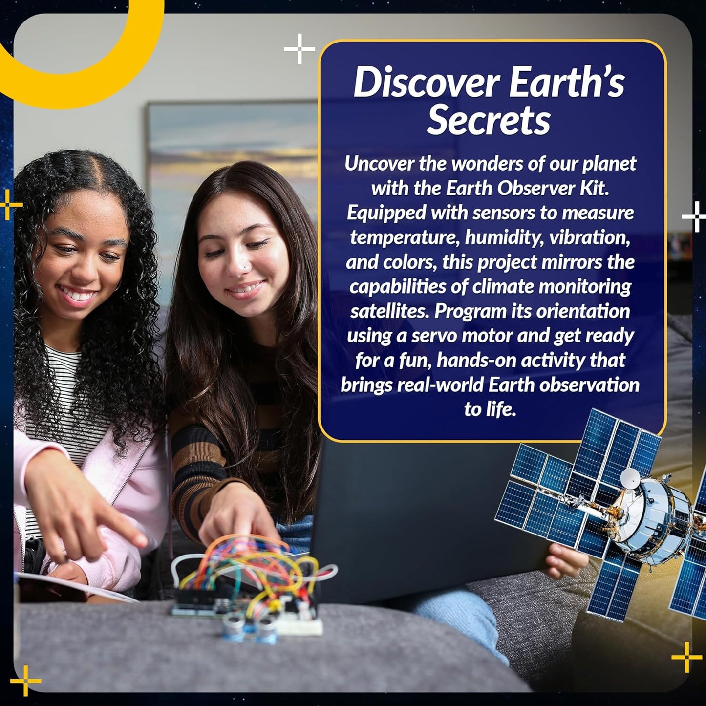 LINGO Earth Observer STEM Coding Kit - Build & Code Your Own Satellite to Monitor Earth's Climate from Space - Science Kits for Ages 13+ Years for Birthdays & Holidays