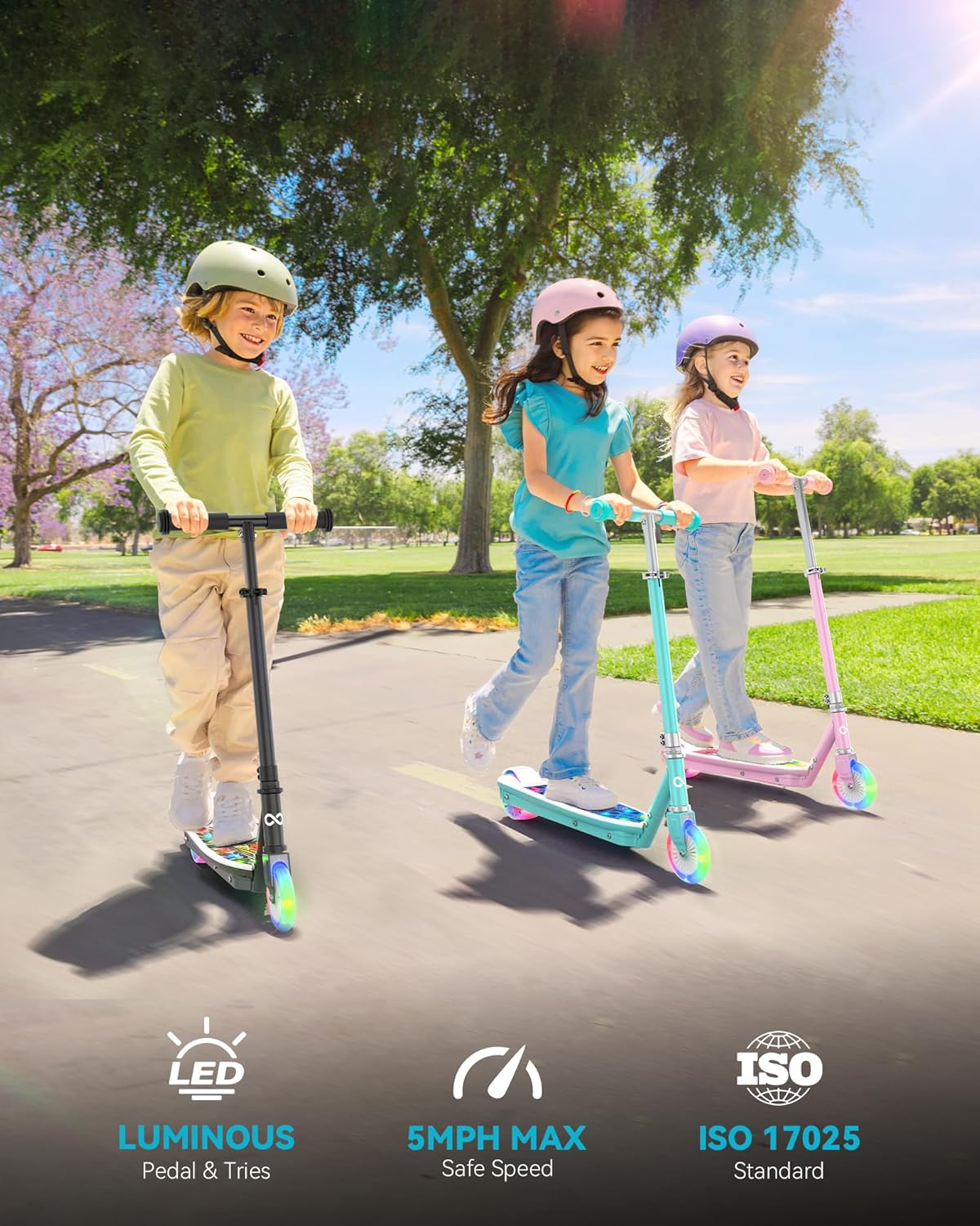 Gyroor Kids Electric Scooter with LED Lights – 2-Level Adjustable Handlebar, 5 MPH Safe Speed, Foot Sensor Start, Rear Brake, 2-Hour Charge, 121 lbs Max Load, for Boys & Girls Ages 6-12