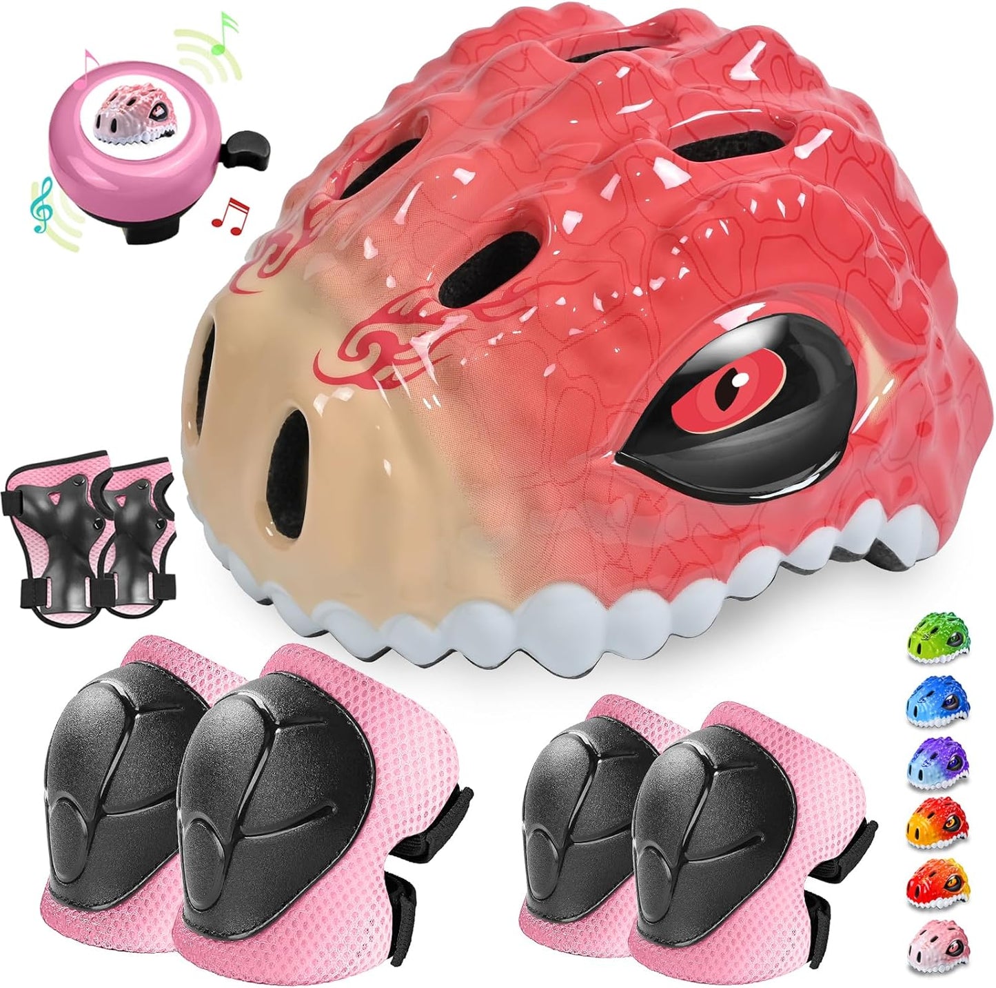 Toddler/Kids Bike Helmet Set for Boys Girls 3D Adjustable Kids Helmet Protective Gear Set Knee Elbow Wrist Pads and Multi-Sports Skateboard Scooter Cycling Roller Balance Bike