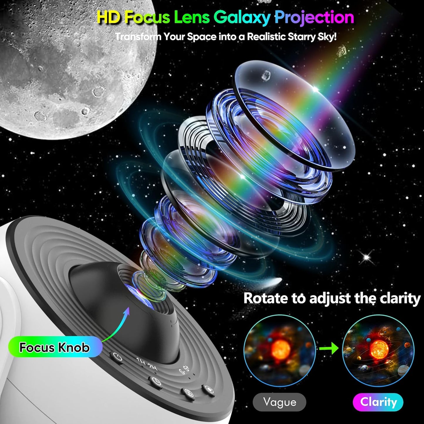Upgraded Galaxy Projector for Bedroom, 13 in 1 HD Star Projector Light Projector, 360° Rotating Planetarium Projector with Timer and Simple 4 Button Control for Kids, Ceiling, Gifts, Room Decor