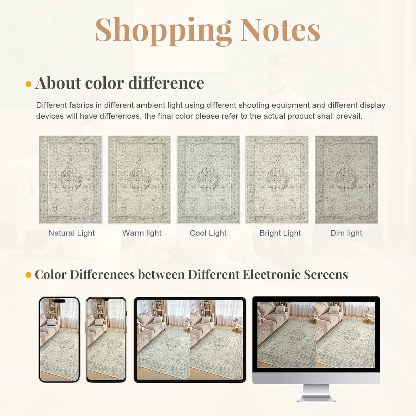 LIVEBOX Washable Area Rug 6x9 Rugs for Living Room Dining Room Under Table, Non-Slip Boho Indoor Carpet for Bedroom, Low-Pile Farmhouse Soft Carpets for Nursery Room Playroom, Taupe