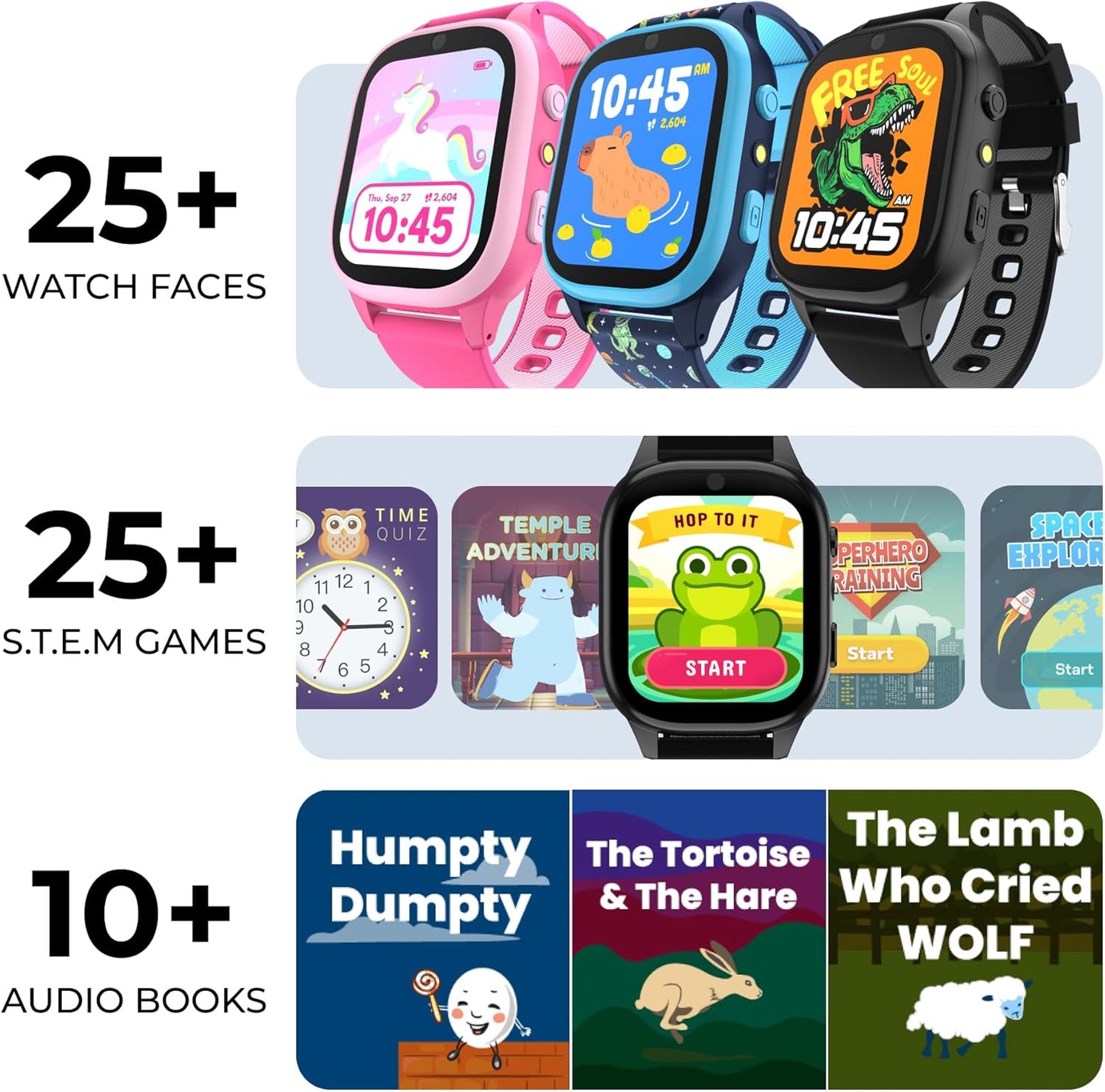 PlayZoom 4 Kids Smartwatch, Educational Tech Toy – 25+ Games, Selfie Camera, Audiobooks, Step Tracker, Water‑Resistant, Parental Controls, Long Battery, Ages 4‑12