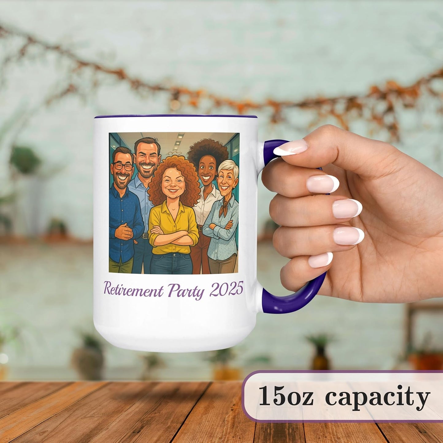 Personalized Coffee Mug, Custom Photo Caricature Gift, Funny Customized Coffee Gift for Men & Women, Custom Mugs with Pictures, Navy 15oz Father's Day Mug