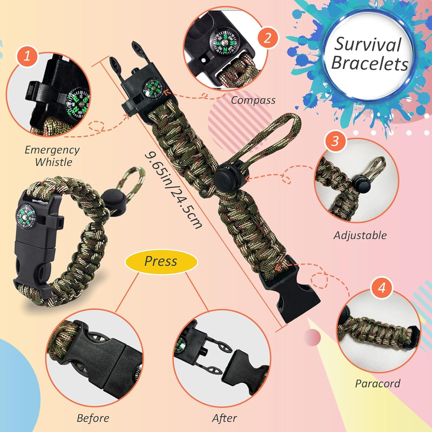 Walkie Talkies for Kids Toys Boys Gifts Aged 5+ Long Range 2 Way Radio for Camping Hunting Hiking Outdoor Game 6 7 8 9 10 Year Old Birthday Present for Kids