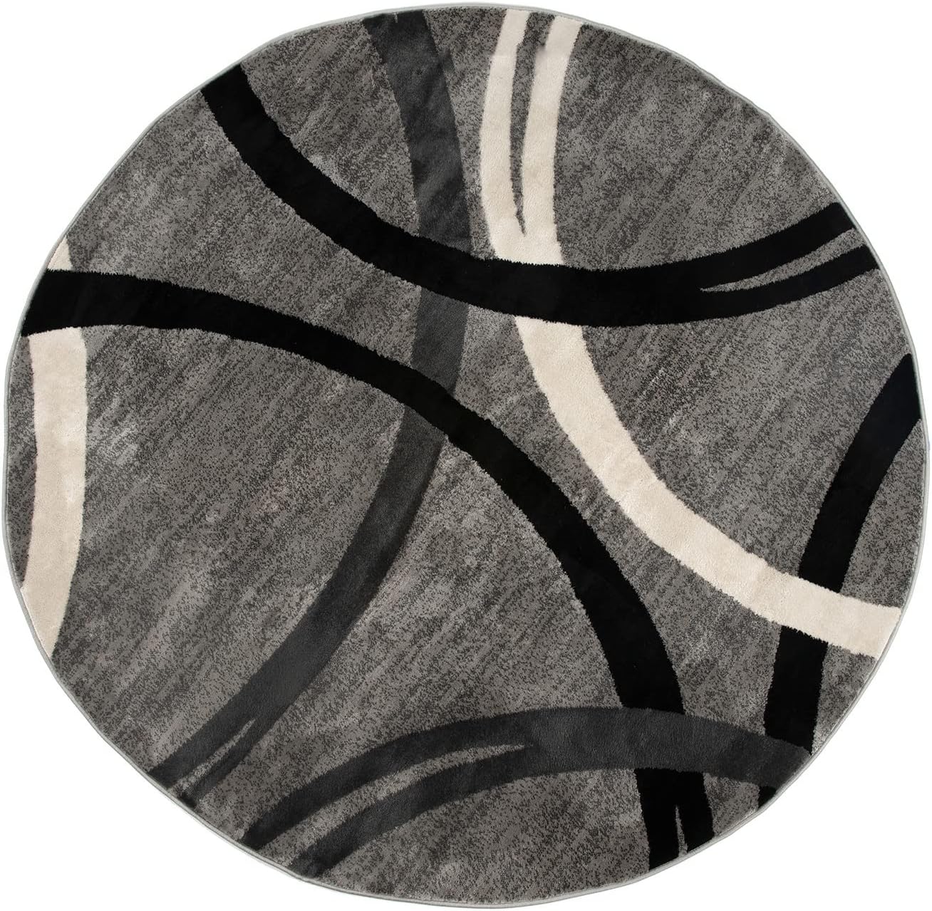 Rugshop Modern Wavy Circles Design Round Area Rug 8' Gray