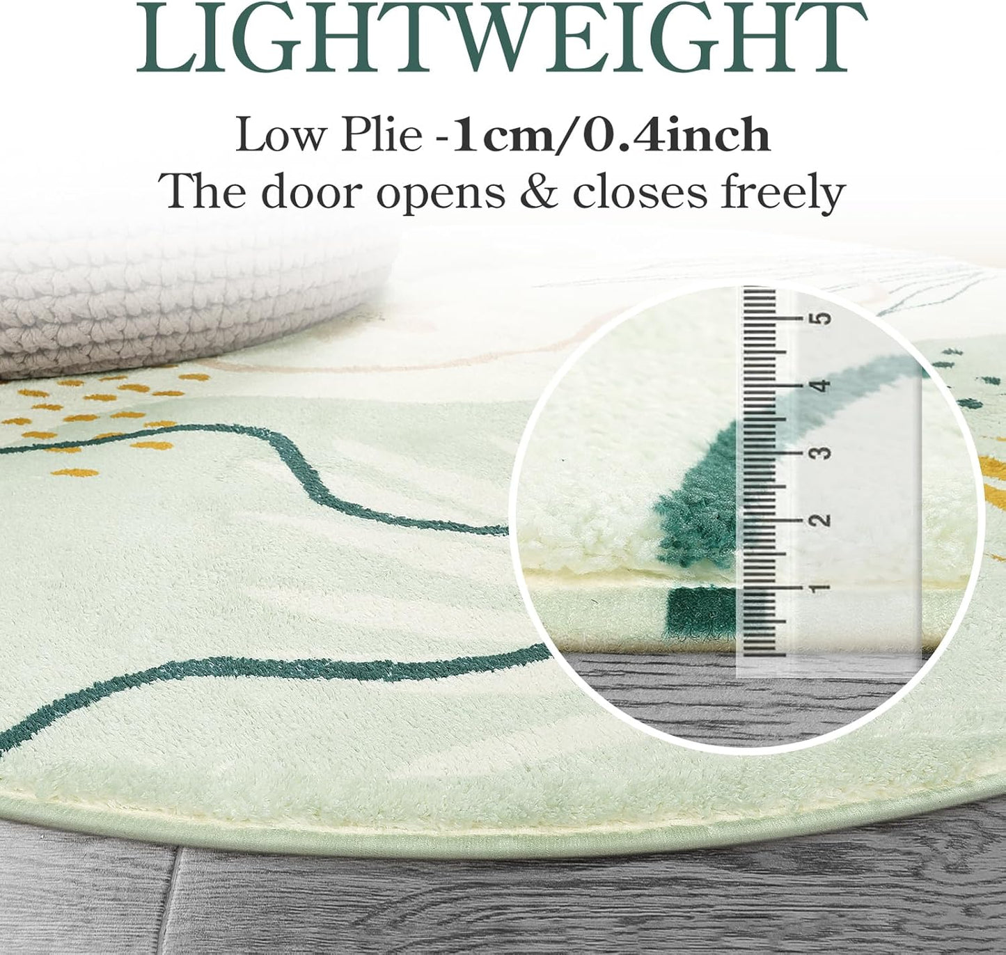 Lahome Green Botanical Print Small Throw Rugs Modern Abstract Non-Slip 3x5 Minimalist Art Area Rug Accent Distressed WashableFloor Carpet for Living Room Bedroom Entryway