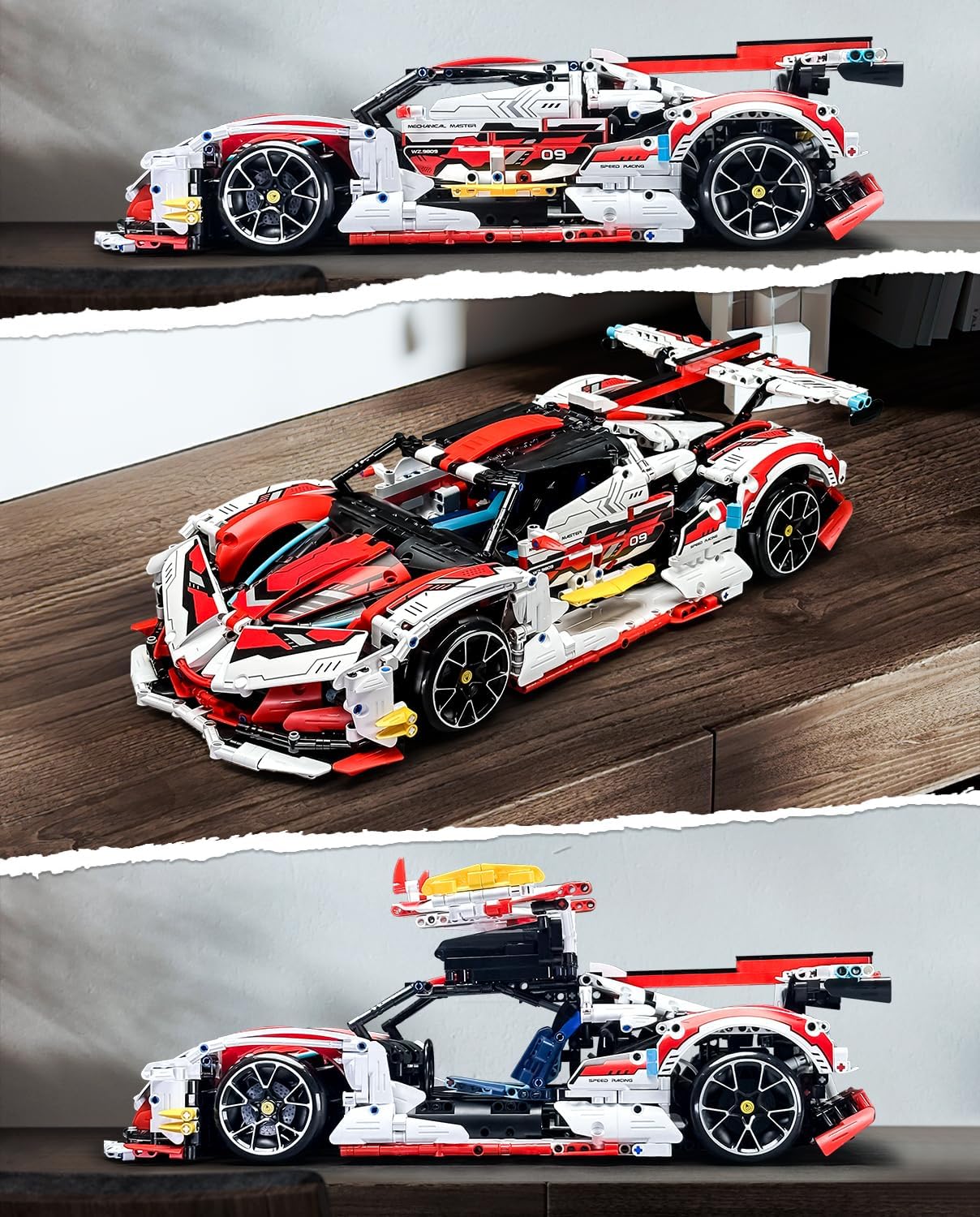 1:10 Race Car MOC Building Kit and Engineering Toy, Adult Collectible Sports Car Technology Car Building Kit, Remote Control Scale Sports Car Model for Adults Men Teens(2277 Pcs)
