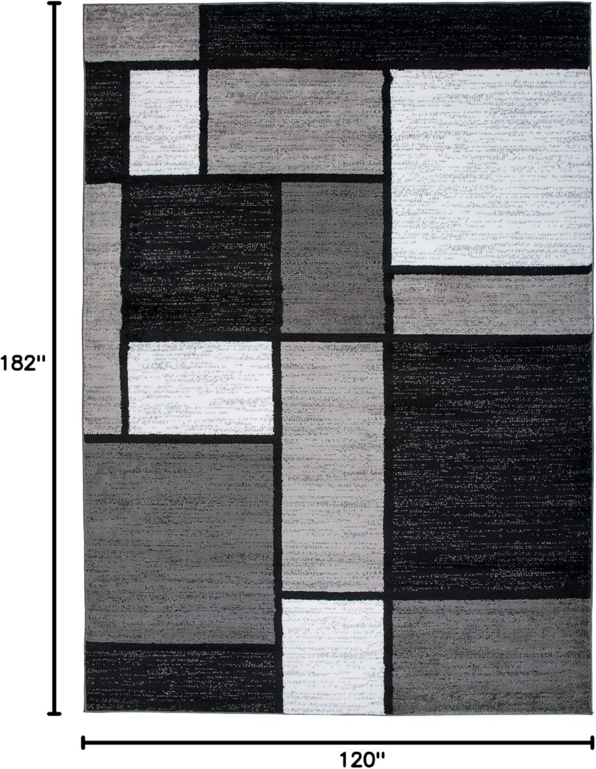 Rugshop Contemporary Modern Boxes for Home Office,Living Room,Bedroom,Kitchen Non Shedding Area Rug 4' x 6' Gray