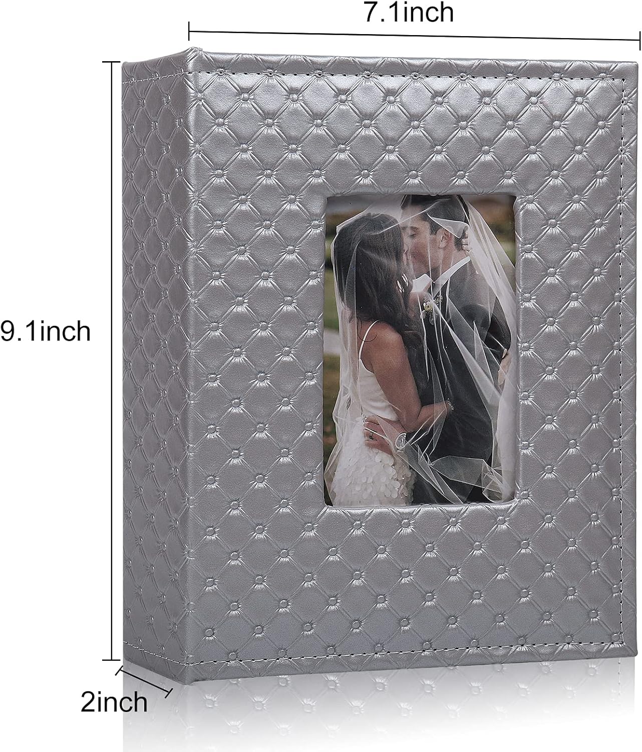 RECUTMS Photo Album 4x6 200 Pocket Premium Leather Cover 4x6 Picture Album Family Photo Album Baby Growth Album Couple Photo Albums 200 Horizontal Photos Wedding (Grey)