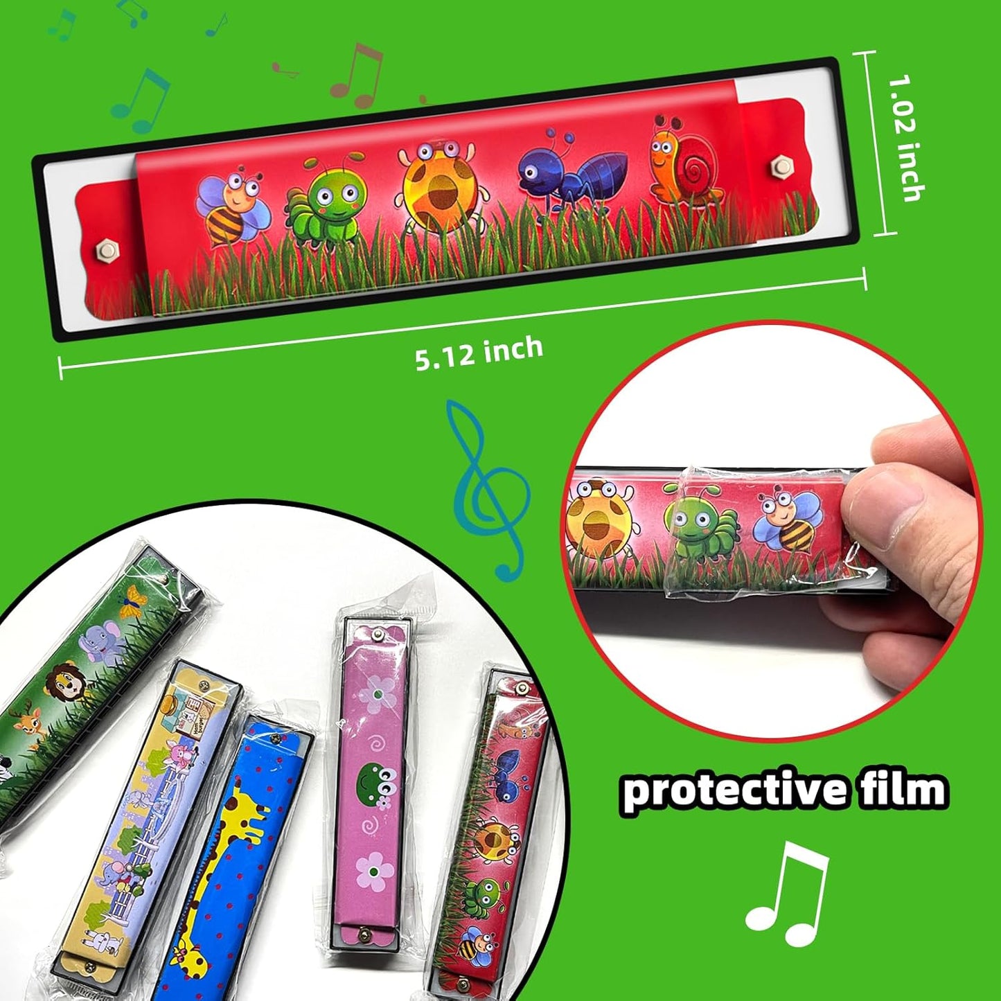 60 Pcs Harmonica for Kids 16 Holes Musical Instrument, Return Gift Cartoon Double Row Harmonica Bulk Toy for Kids Party Favors Goodie Bags Stuffers & Operation Christmas Child Items