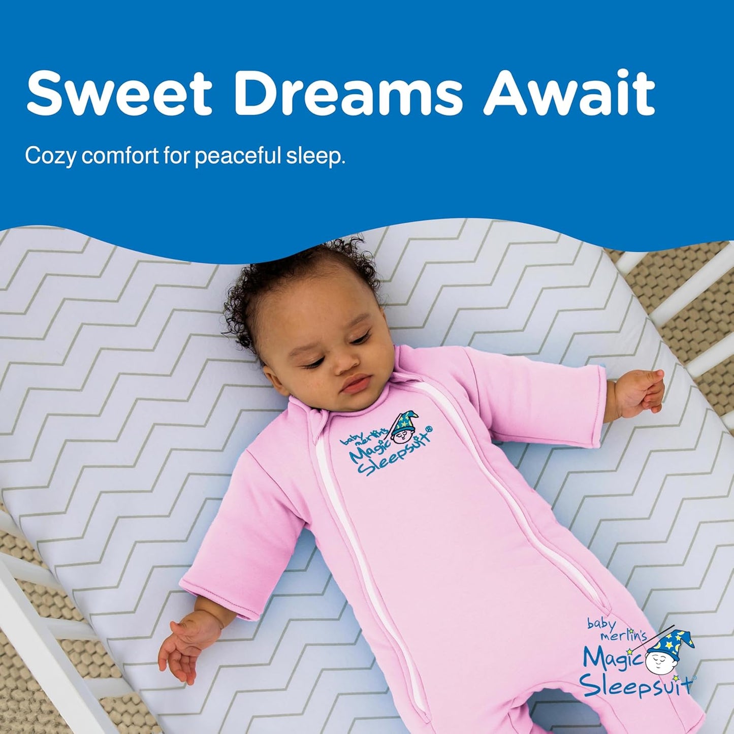 Magic Sleepsuit Baby Merlin's Cotton Baby Swaddle Transition Product - Soft and Breathable Design, Double Zipper for Easy Diaper Changes, Promotes Safe Sleep - Pink - Large 18-21lbs