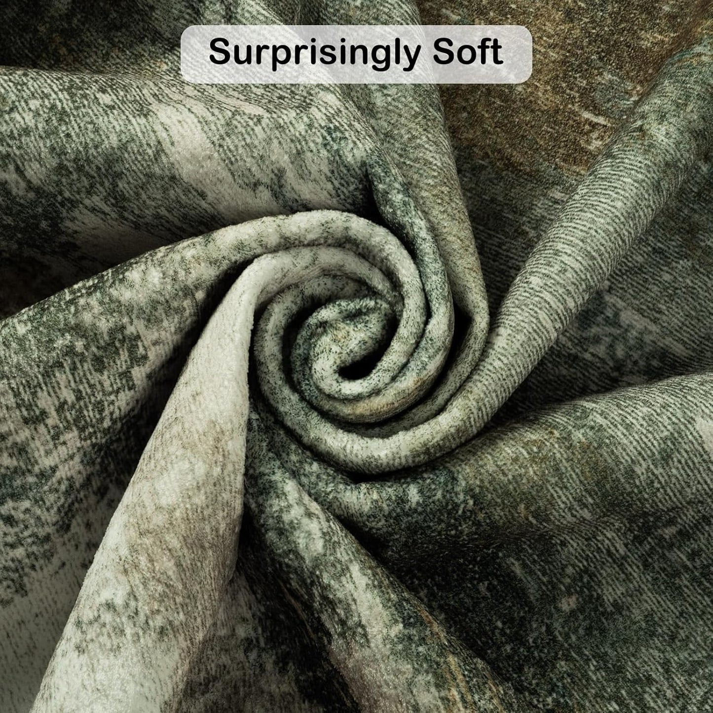 Washable Runner Rug, 2x6 Kitchen Rugs Green Long Runner Rugs with Rubber Backing, Abstract Non-Slip Carpet Runners for Hallways, Kitchen, Bedroom, Laundry, Entrance