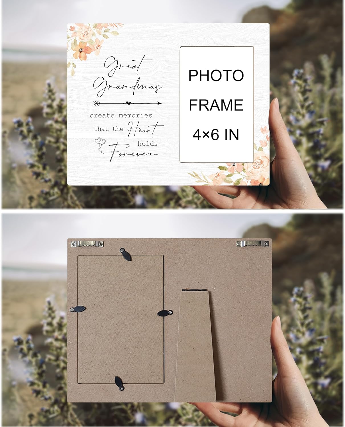 Great Grandma Picture Frame - Great Grandma Gifts from Grandkids, Sympathy Gifts for Loss of Great Grandma, Great Grandma Memorial Wooden Frame for Tabletop or Wall Hanging 4x6 Photo