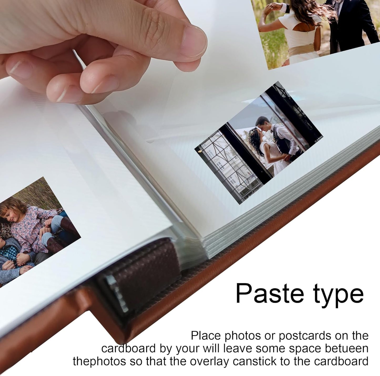 Magnetic Self-Stick Photo Album, Family Album, Leather Cover, Hand Made DIY Albums Holds 3x5, 4x6, 5x7, 6x8,8x10 Photos (Brown, Large)