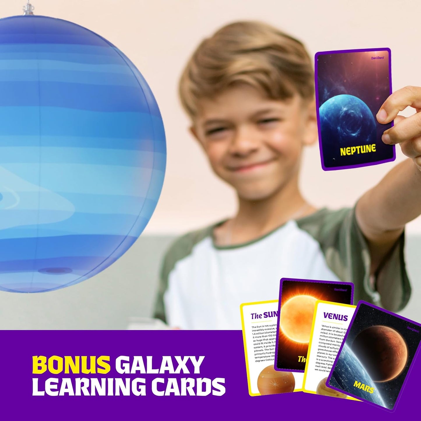 Dan&Darci Inflatable Solar System Planets for Kids - Science Toys - Boys Room Decor Ceiling - Space Gifts - Outer Space Themed Party Decorations - Astronomy Gifts 5-7, 6-8, 8-12 Years Classroom