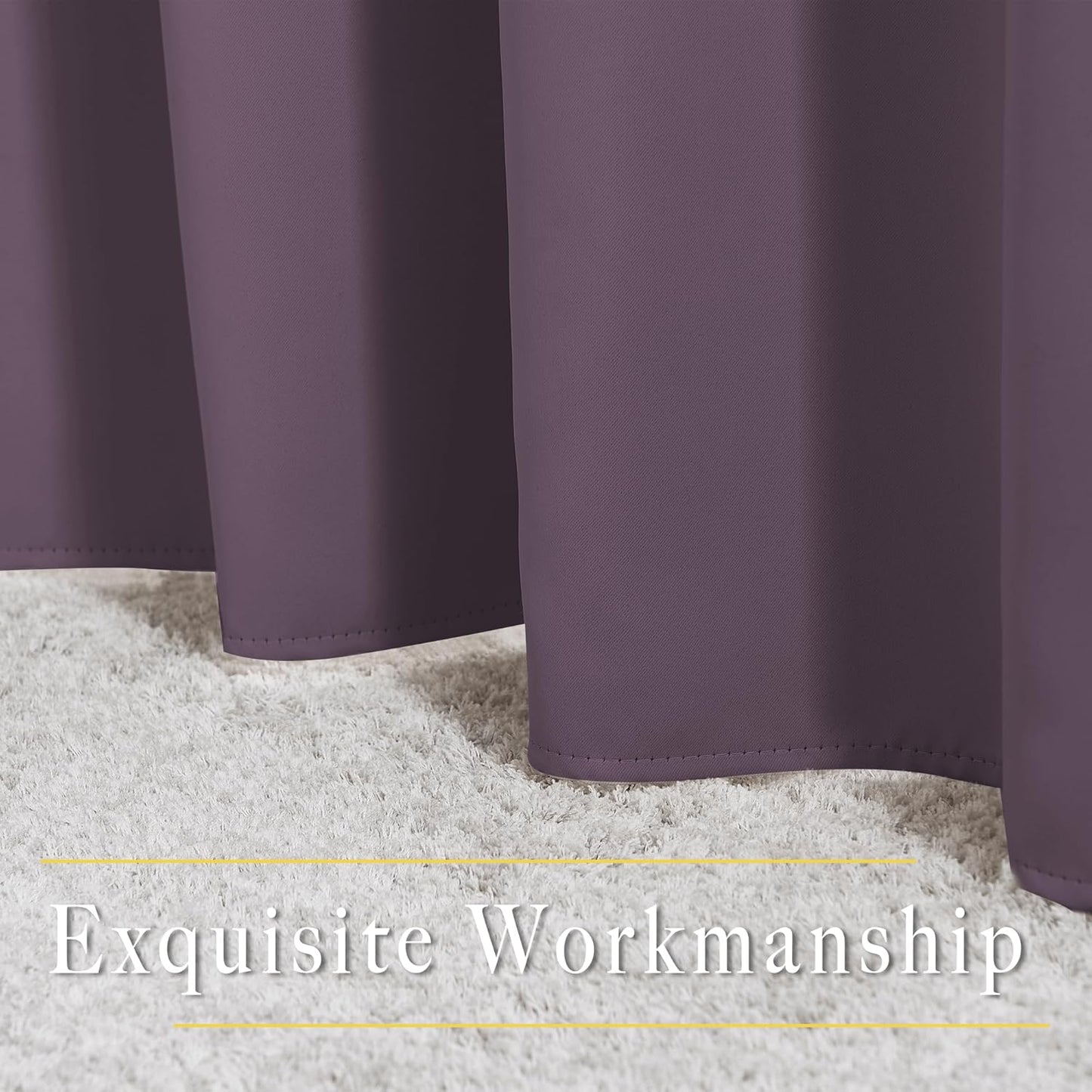 NICETOWN Plum Curtains for Living Room 84 inches Long - Plum Grommet Room Darkening Window Treatments Sound Reducing Drapes for Bedroom, 2 Panels, W52 x L84