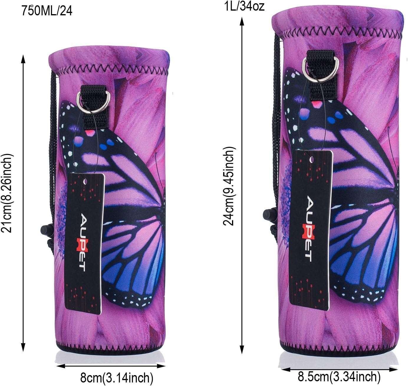AUPET Water Bottle Bag Carrier,24oz/32oz Insulated Neoprene bottle Sling Holder Case Pouch Cover for 1000ML/750ML Bottles with Shoulder Strap for walking