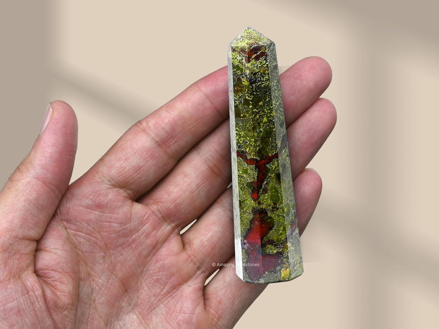 Amazing Gemstone Dragon Bloodstone Crystal Towers - Natural Healing Crystal Point Obelisk for Reiki Healing and Crystal Grid (3 Inch)