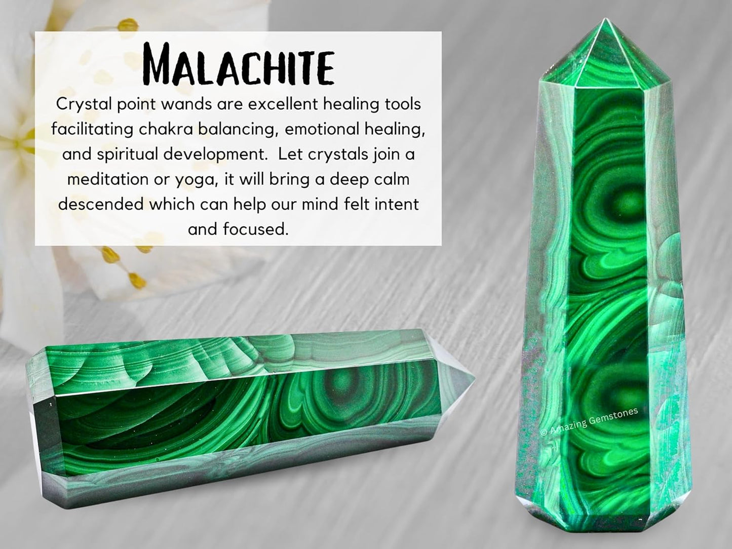 Amazing Gemstone Large Malachite Crystal Towers ~ Natural Healing Crystal Point Obelisk for Reiki Healing and Crystal Grid (5.5" to 6" INCH)