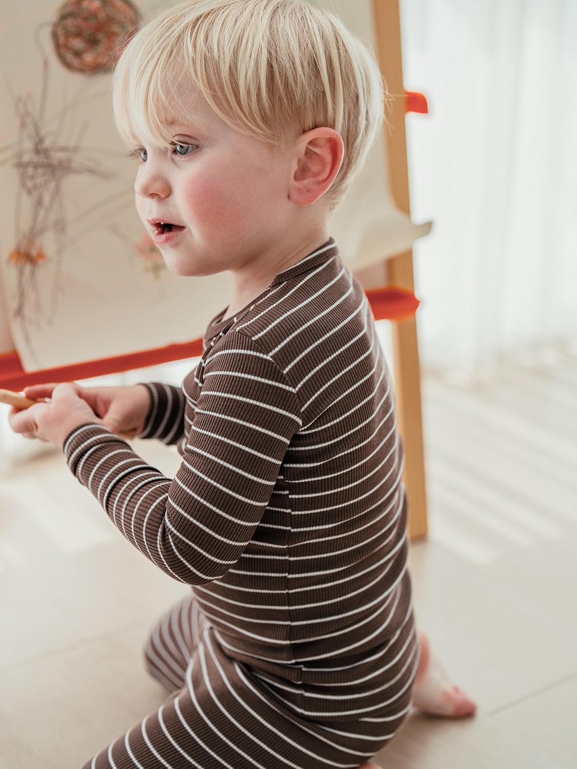 AVAUMA Stripe Pattern Baby Boys Girls Pajama Set Kids Toddler Snug fit Ribbed Sleepwear pjs for Daily Life Style