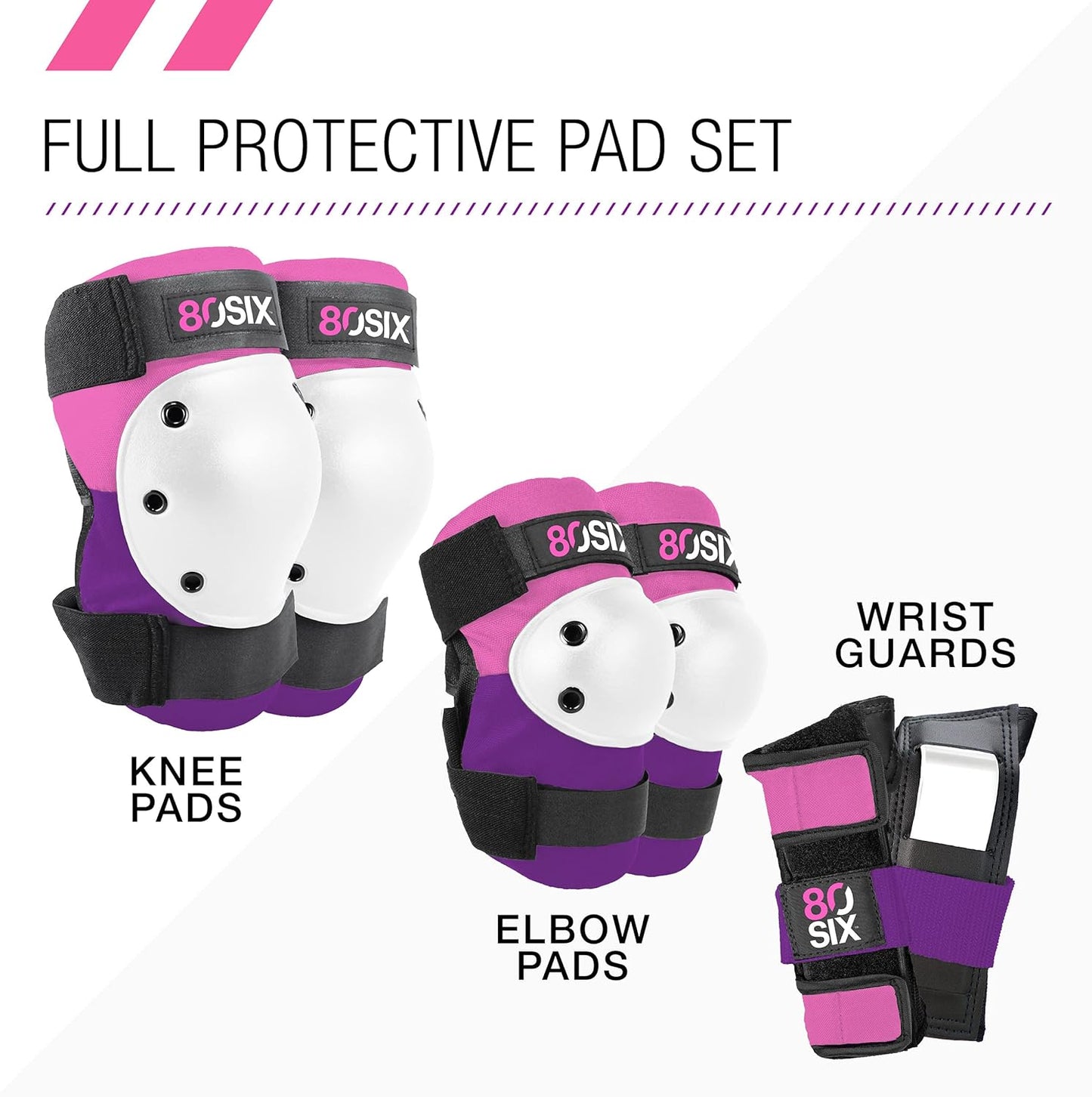 80Six Kids Multi-Sport Pad Set with Wristguards, Elbow Pads, and Knee Pads, Designed by Industry Leading Brand Triple 8