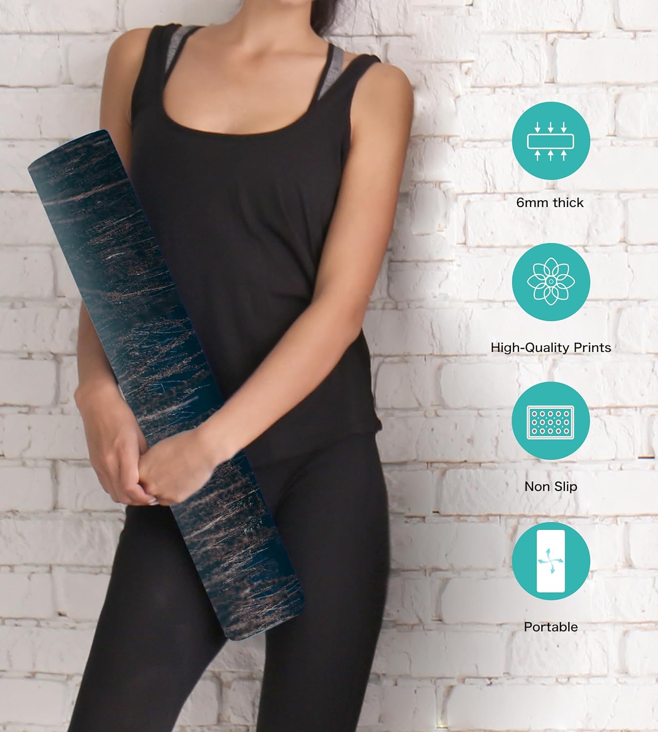 Non Slip Yoga Mat TPE Workout Mat for Men Women, Thick Workout Mat with Carrying Strap, Fitness Mats for Exercise, Yoga, Fitness, Pilates, Floor Workouts (72" x 24" x 6mm)