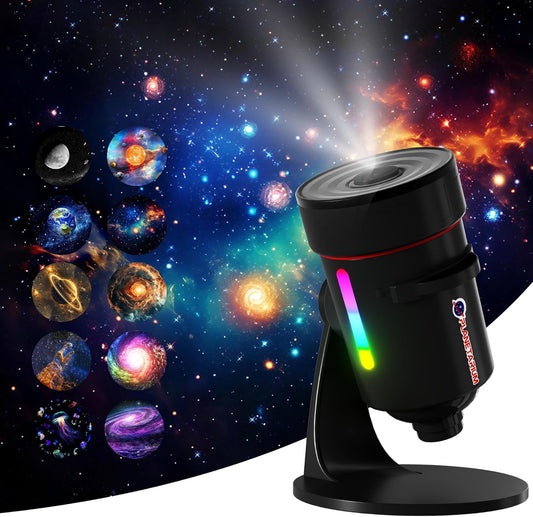 Galaxy Projector，Upgraded 4K HD Star Projector Lens, 10 Realistic Nebula Scenarios Room Lights，Timer Off Controls&8-Color Night Light，Super Wide Ceiling Coverage for Bedrooms Home Theaters Kids Rooms