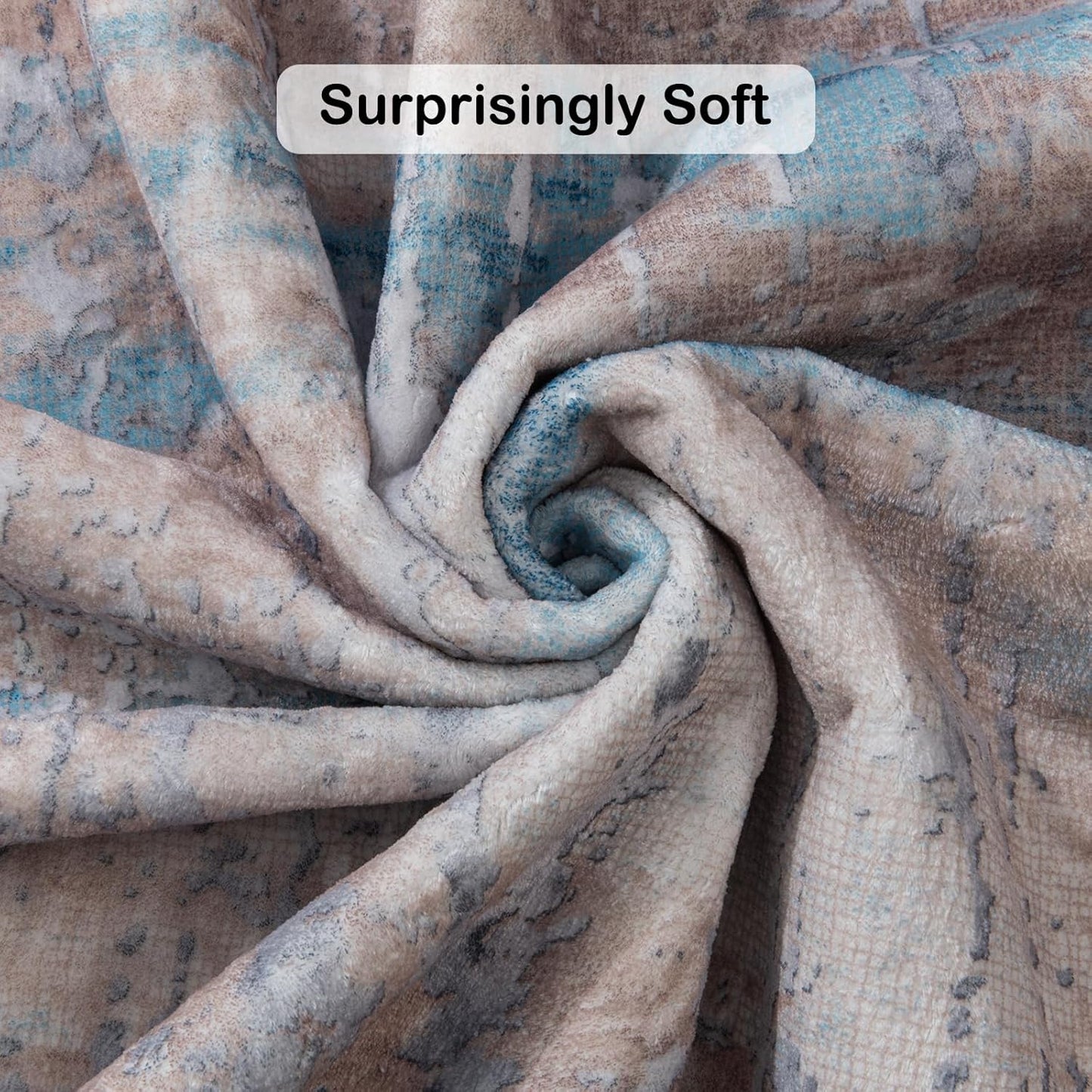 Area Rug Living Room Rug, 4x6 Modern Abstract Washable Rug Beige Blue Non Slip Foldable Faux Wool Vintage Carpet, Fluffy Non-Shedding Rugs for Living Room, Bedroom, Dining Room, Kids Playroom