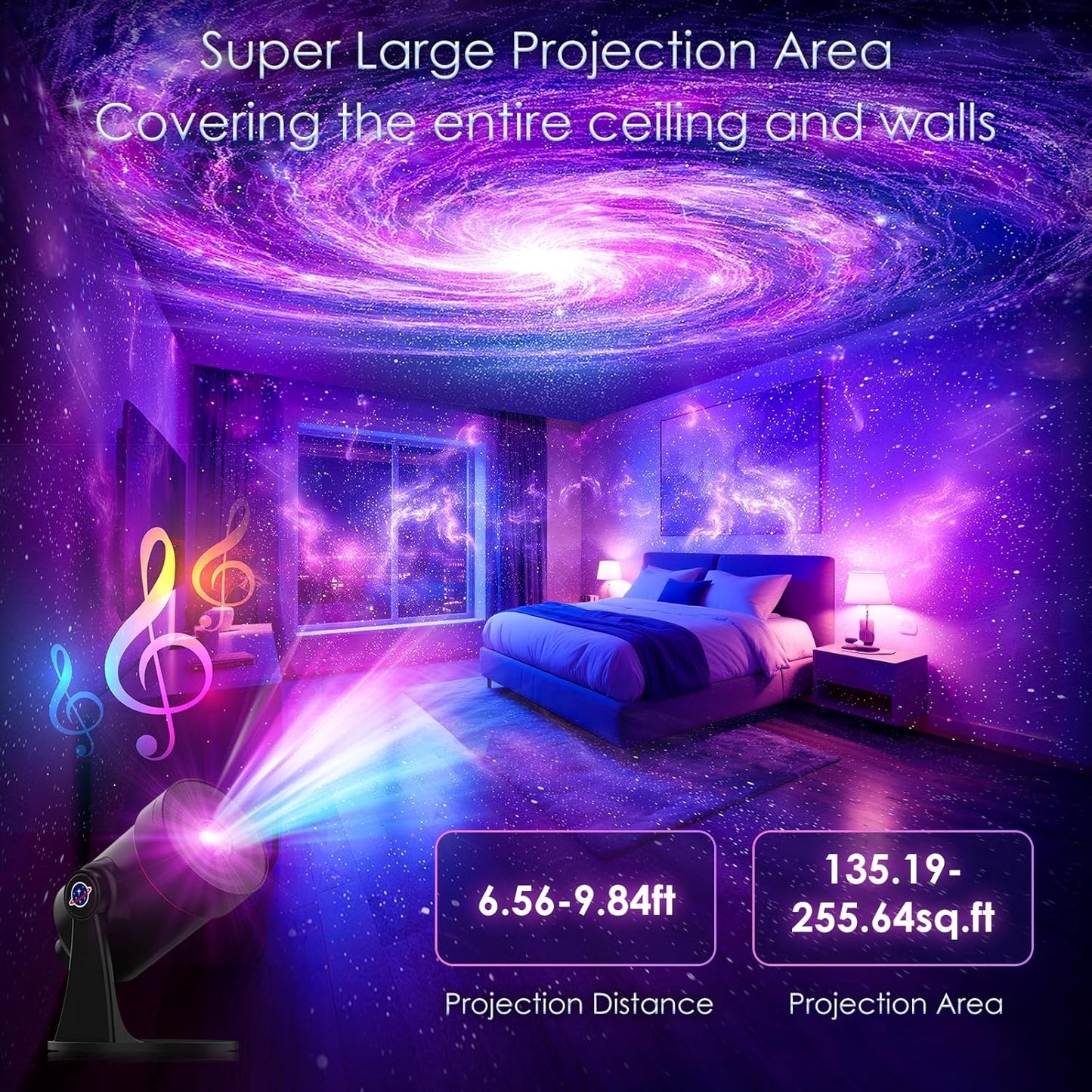 [White Noise] Galaxy Projector, 28 Soothing Sounds Star Projector Sound Machine, Solar System Space Planetarium Projector Night Light, Room Decor for Ceiling Bedroom Kids Adults Sleep Trainer