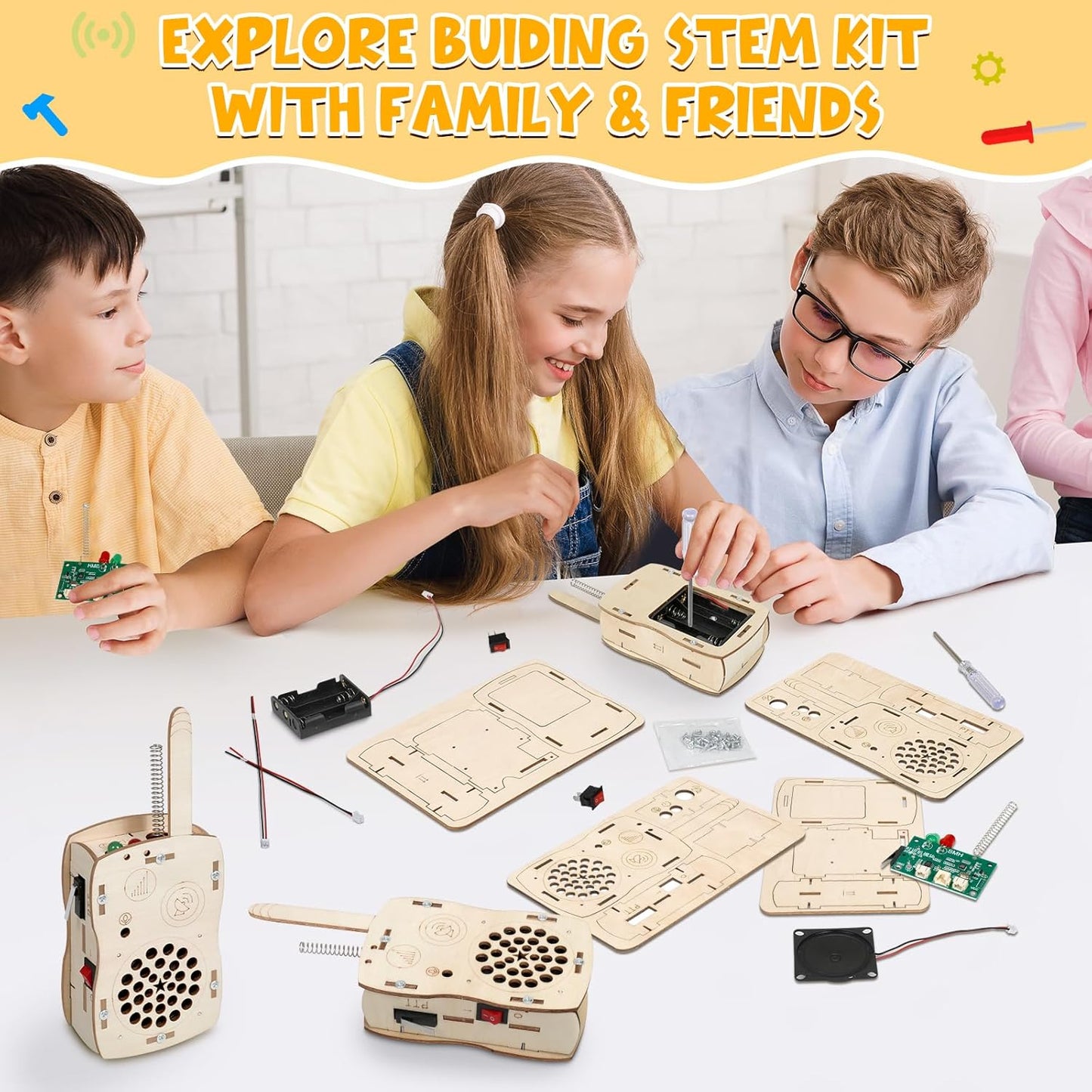 Stem Projects Walkie Talkies Toys for Boys Age 8-12 12-14 Science Kit Building Own DIY Electronics Kit for Kids Science Experiments Kid 9-12 Boy Toys Birthday Gift 8 9 10 11 13 Year Old Teen Girl