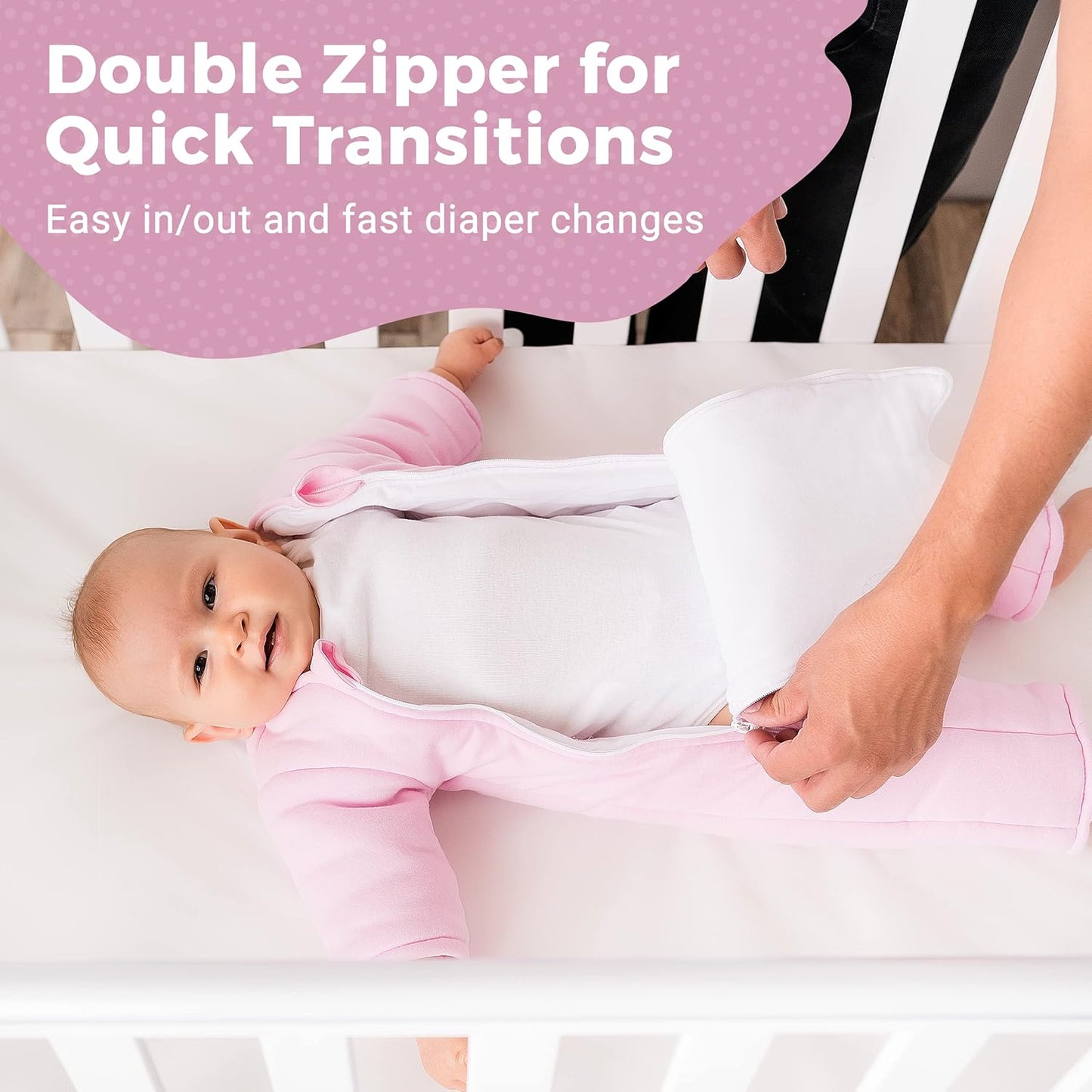 Baby Merlin's Magic Sleepsuit - Cotton Baby Swaddle Transition Product - Soft and Breathable Design, Double Zipper for Easy Diaper Changes, Promotes Safe Sleep - Blue - Large 18-21lbs