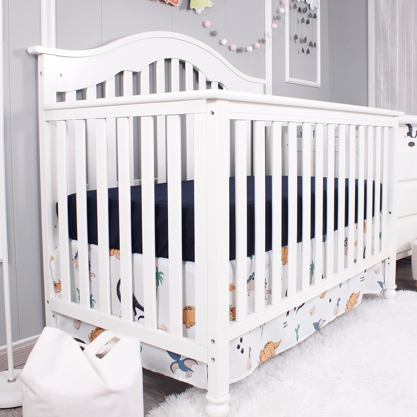 Belsden Dinosaur 3 Piece Crib Bedding Set for Baby Boys Girls, Classic Nursery Bedding Essential Including Comforter, Crib Sheet and Crib Skirt, Ultra Soft Cozy, Dino