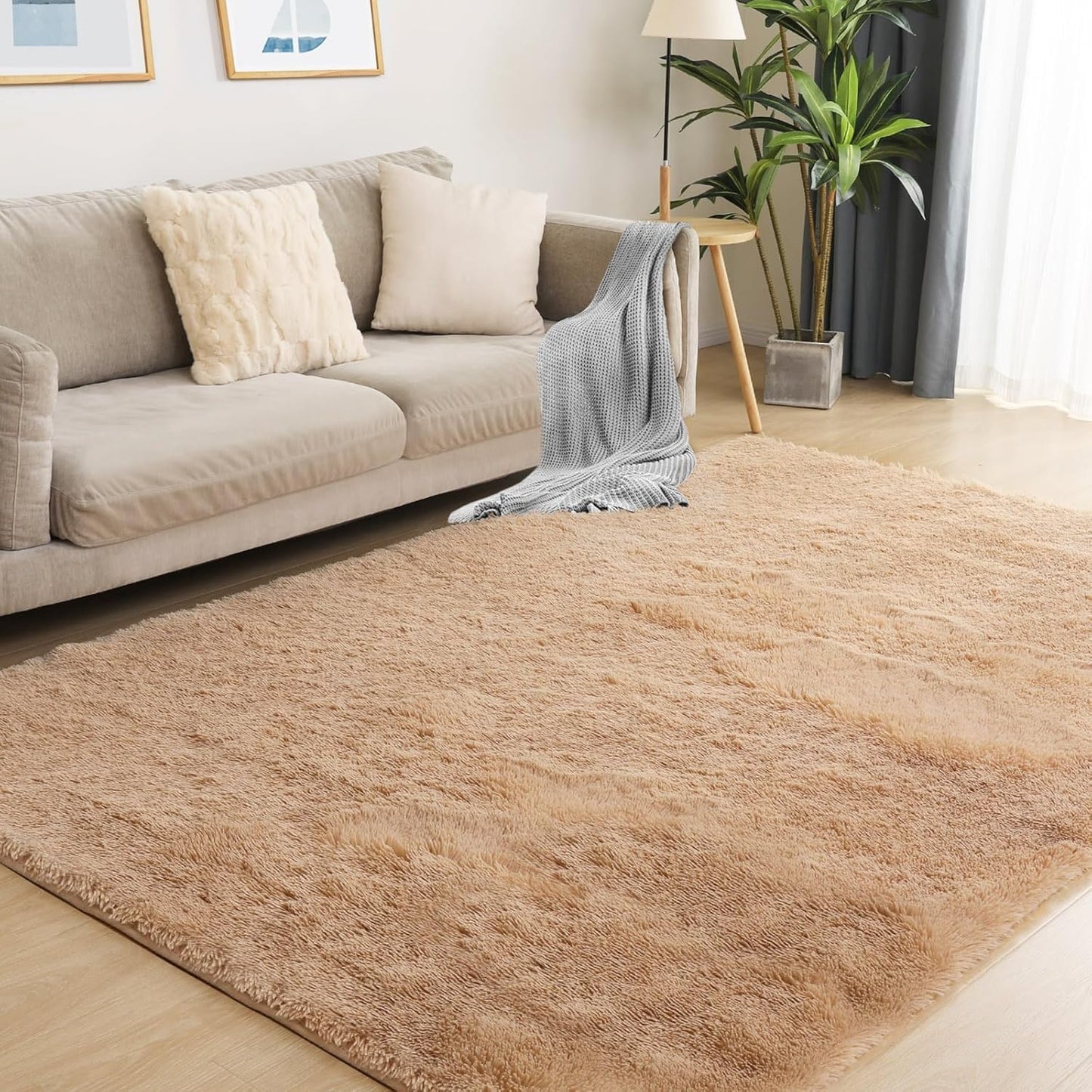 5x7 Area Rug, Luxury Rugs for Living Room, Ultra Soft Rugs for Bedroom, Non-Slip Indoor Carpet for Nursery, Kids Room, Playroom, Home Decor, Camel