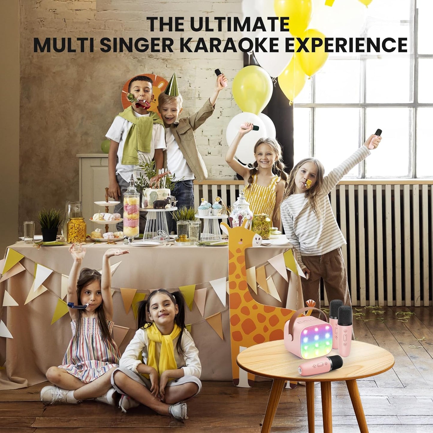 YLL Mini Karaoke Machine for Kids Adults: Portable Loud Speaker with 3 Wireless Microphones -Most Popular Birthday Party Gifts for Girls Boys 3, 4, 5, 6, 7, 8, 9, 10+ Year Old Toys Party (Pink-3 Mics)