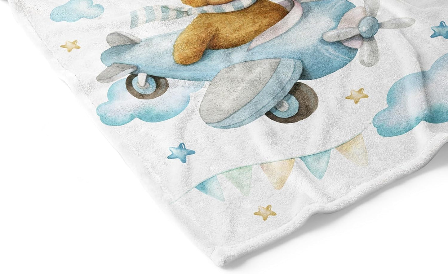 UNIQUE Little Bear Ultra Soft Fleece Baby Blanket 30x40in, Pilot Bear Baby Blanket, Boy
