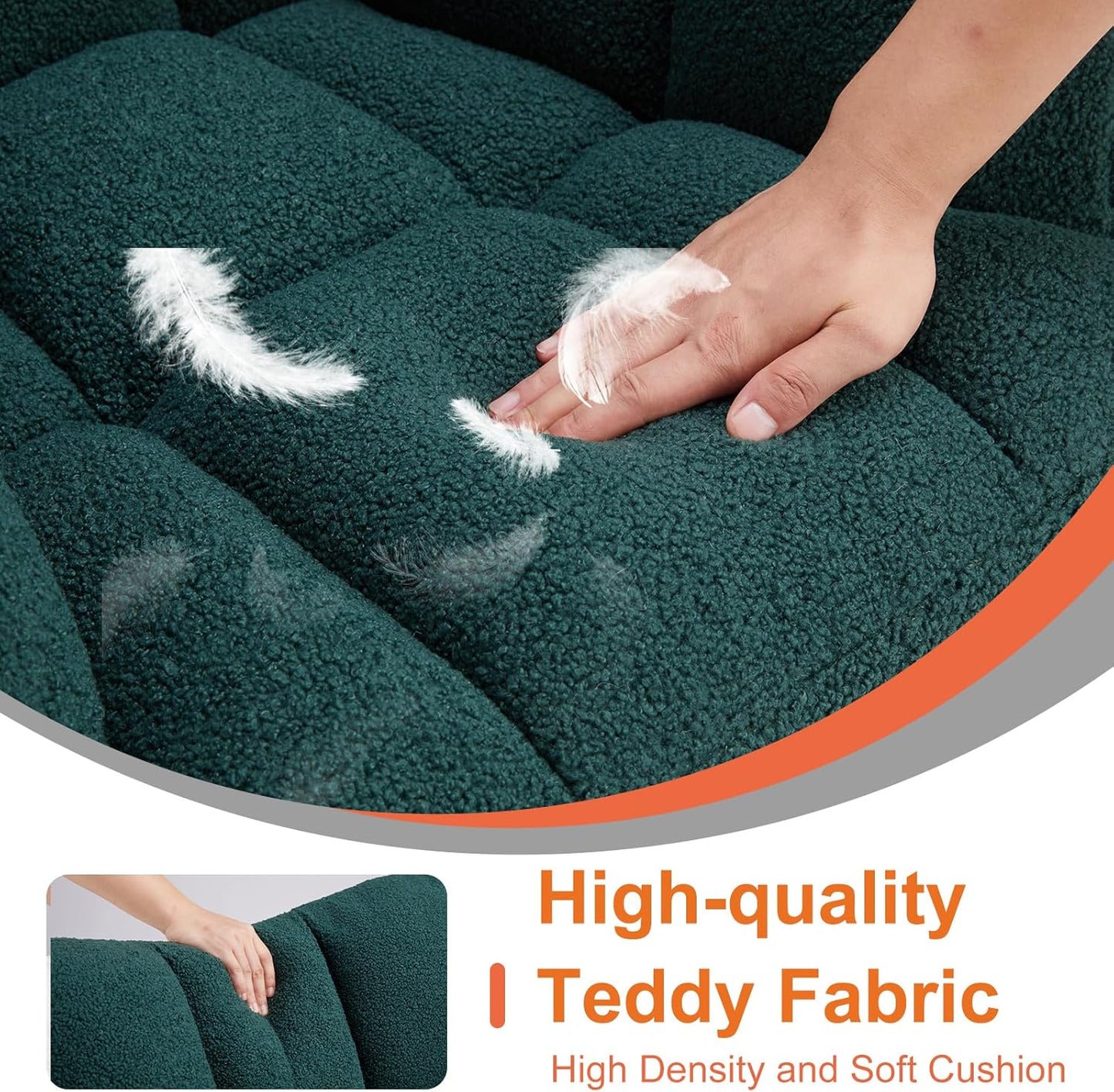 Sweetcrispy Rocking Chair Nursery, Teddy Upholstered Glider Rocker with High Backrest, Reading Chair Modern Rocking Accent Chairs Glider Chair for Nursery, Living Room, Bedroom, Deep Green