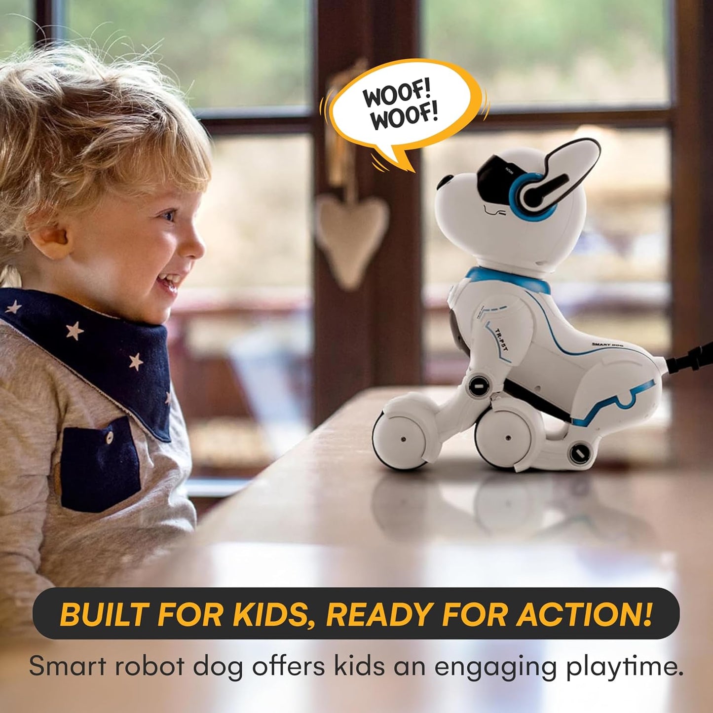 Top Race Rechargeable Robot Dog- Interactive Smart Robo Dog for Kids Ages 5-7 - Programmable with Remote Control, Voice and Touch Features - Realistic Actions and Perform Tricks - 4x5x6 Inches (White)